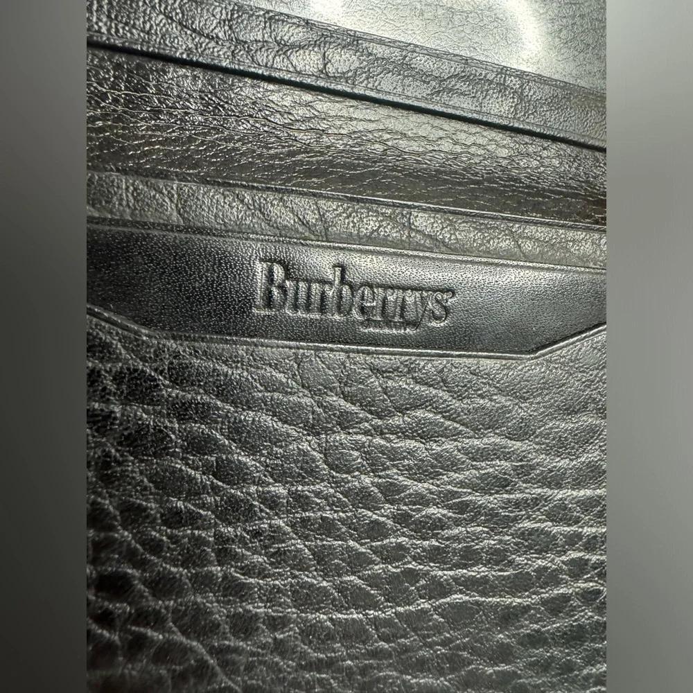 💖#176 Burberrys Vintage Black Leather Bifold ID Card Holder Wallet - Picture 7 of 14